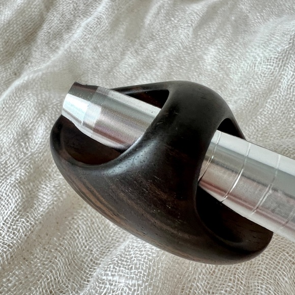 Sculptural Ebony Wood & Mother-of-Pearl Statement Ring Sz 7.5 Vintage NWOT - Picture 5 of 9